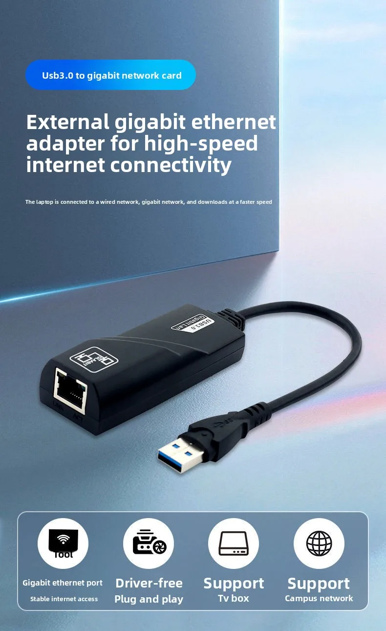 USB/Typ-C-zu-Ethernet-Adapter, Gigabit 1000Mbps Netzwerkkarte, treiberfreier LAN-Konverter für Laptop-PCs – Detail 1