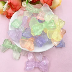 20Pcs/bag 24mm*34mm Sparkling Acrylic Transparent Big Bow Beads Material DIY Bracelet Necklace Hair Pendants Accessories