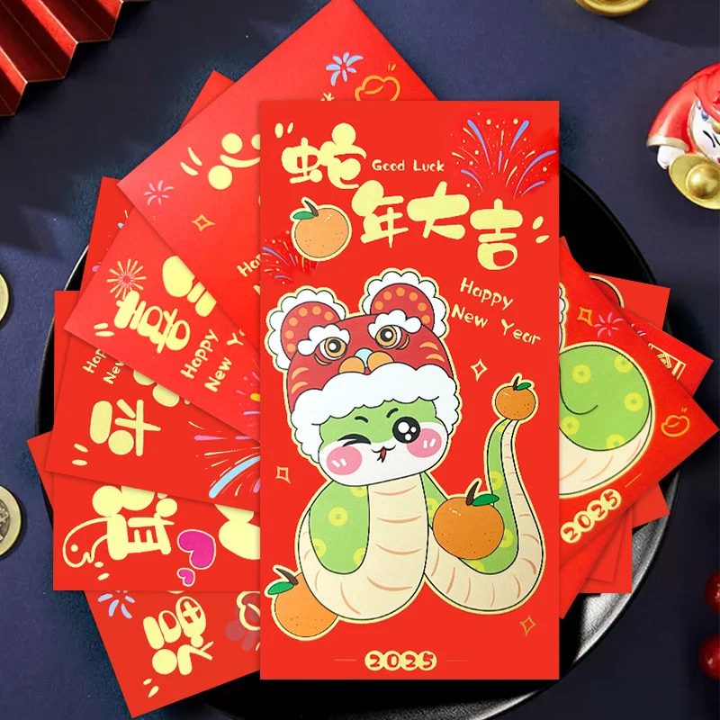 6pcs Money Gift Envelopes 2025 New Year Money Envelope Chinese New Year Gift Wedding Birthday Red Envelope Cash Envelopes