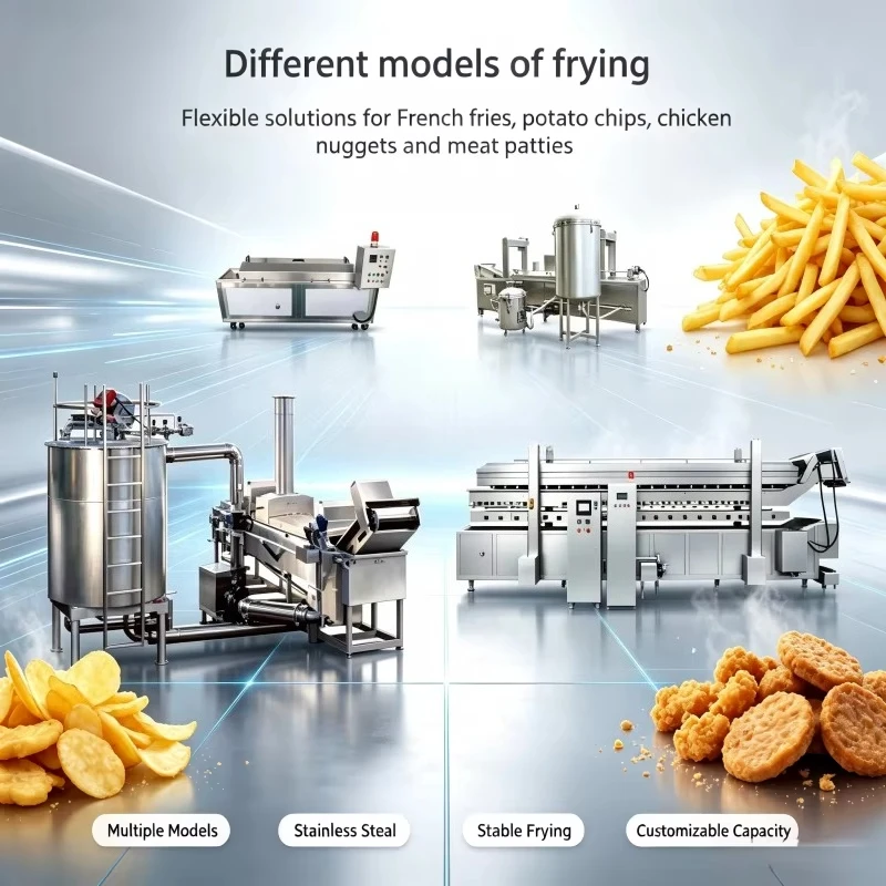 Food Factory Continuous Frying Plant Oil Filtration Function For Long‑time Mass Snack Production Customized