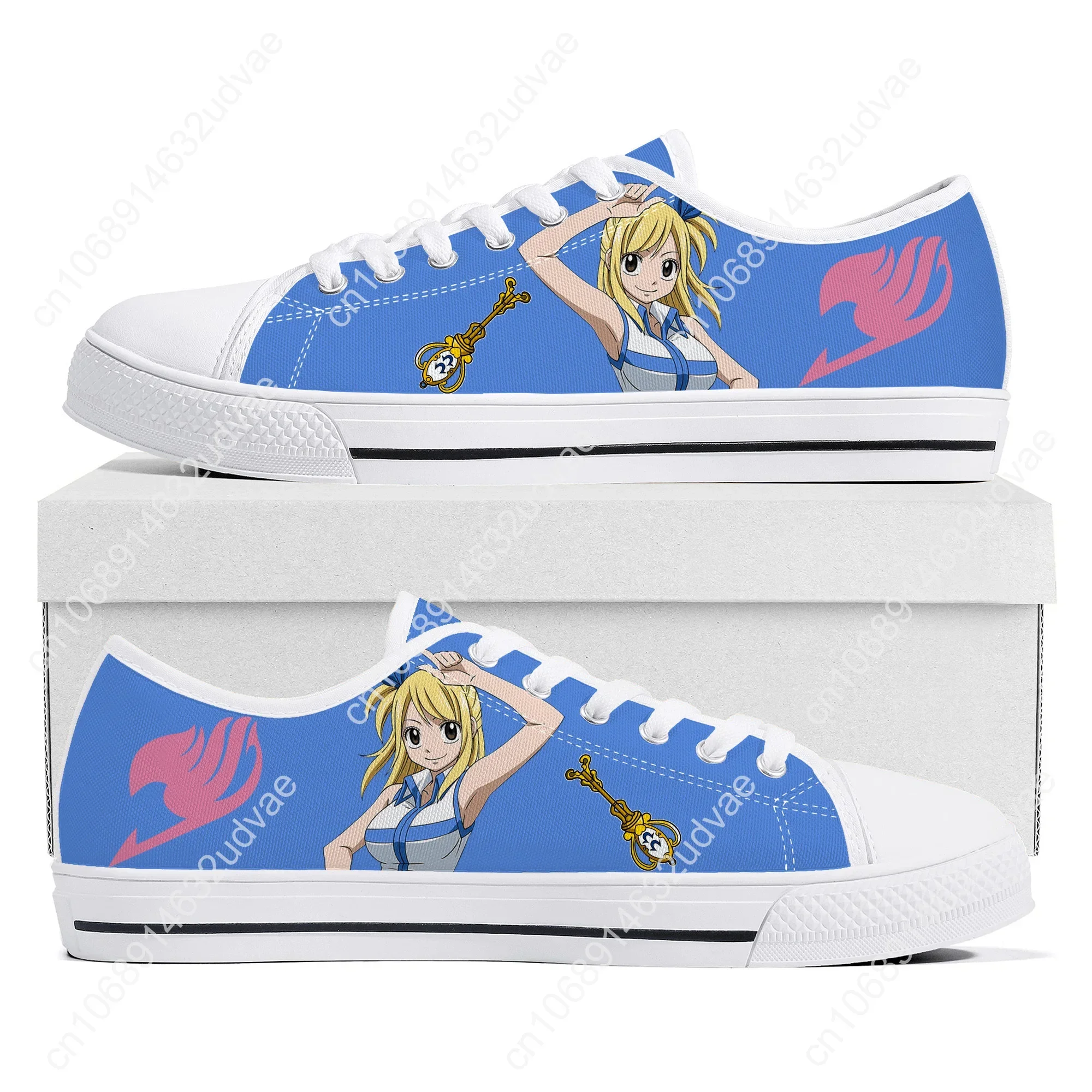 Lucy Heartfilia F-Fairy T-Tail Low Top Sneakers High Quality Mens Womens Teenager Canvas Sneaker Couple Shoes Custom White Shoe