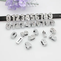150Pcs/Lot 8mm Slider Crystal Numbers Charms For Bracelet Jewelry Making Chrome 0-9 Pet Collar DIY Wristband Keychain Belt