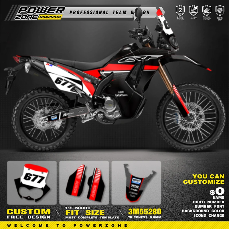 

PowerZone Custom Team Graphics Backgrounds Decals Stickers Kit For Honda CRF250 RALLY 2017 2018 2019 2020 CRF250 06