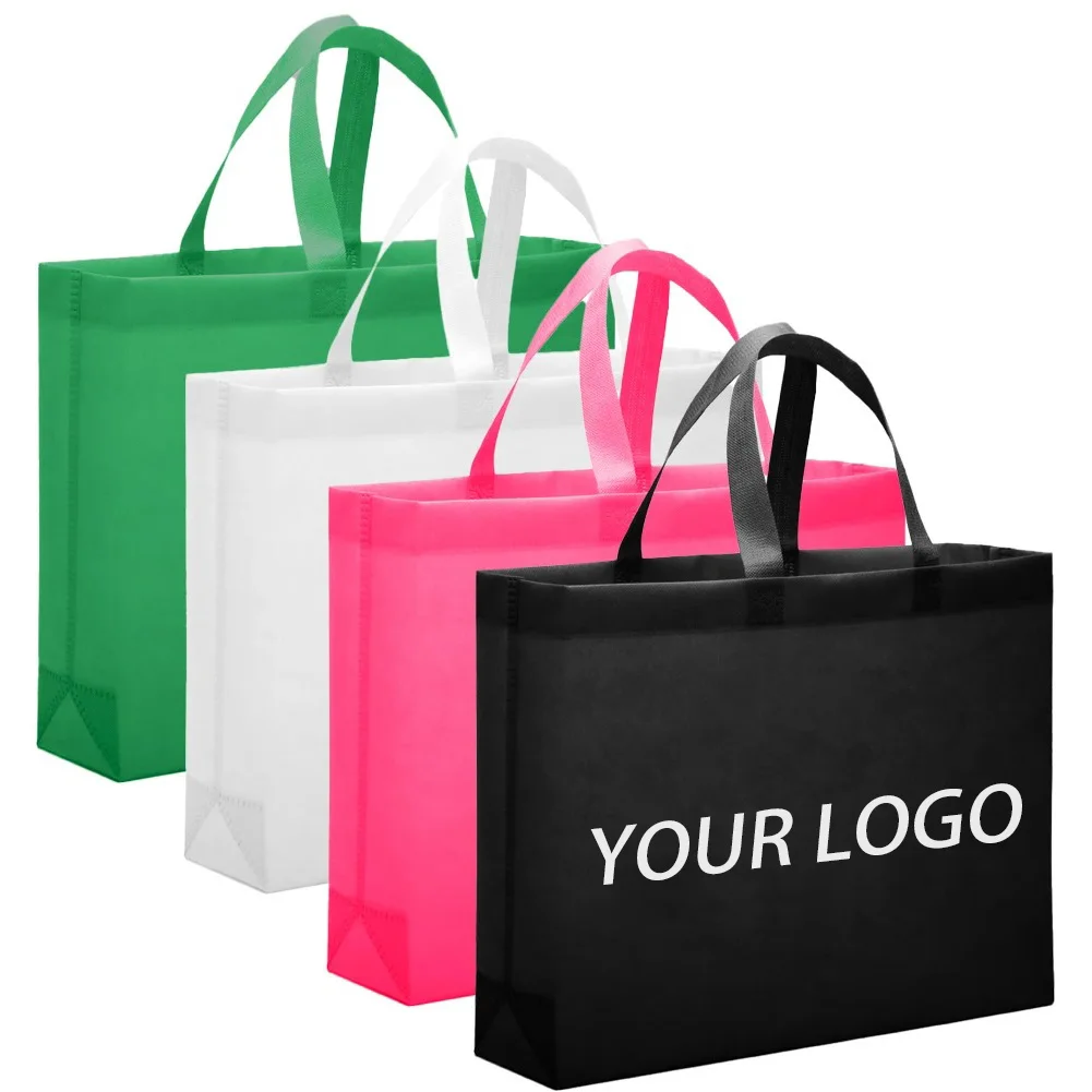 10 / 20pcs vente en gros personnalisé logo Eco réutilisable sac cadeau non tissé sac fourre - tout non tissé avec poignée