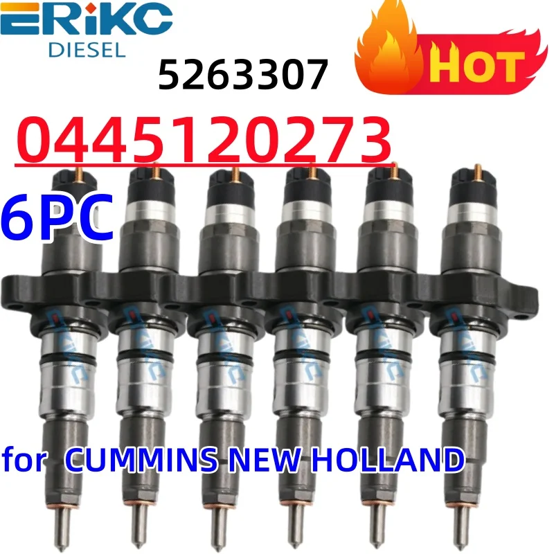 6PCS Fuel Injector 0445120273 0 445 120 273 5263307 for Cummins Engine ISBE3.9 ISBE4 ISB3.9 QSB3.9 0445 120 273 ERIKC