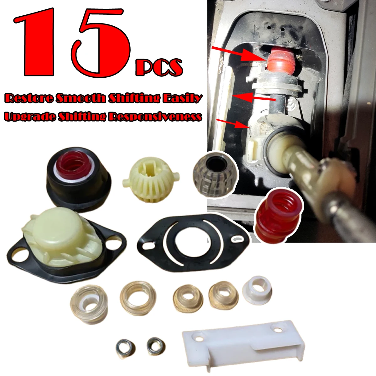 15Pc Front Manual Transmission Gear Linkage Shift Lever Repair Kit For VW Golf Mk1 Mk2 Mk3 SEAT Cordoba 6K1 6K2 6K5 Ibiza Toledo