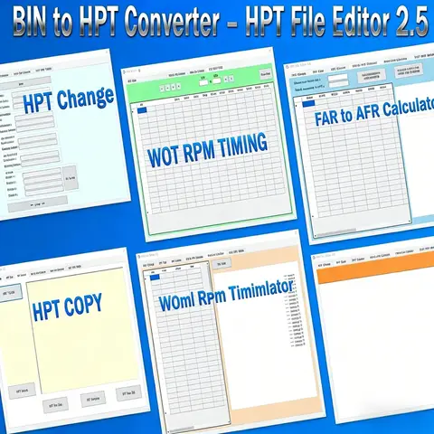 HPT File Editor 2.5 BIN to HPT Converter Unlock HPT change COPY Convert FAR to AFR Calculator Hemi Cam Calculator WOT RPM TIMING
