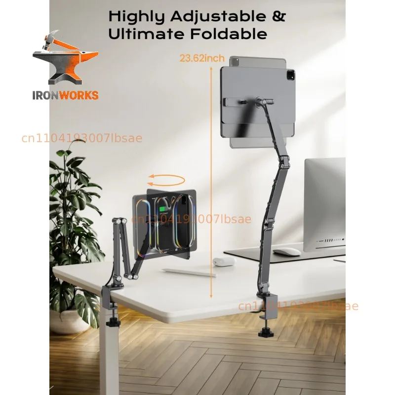 Magnetic Wireless Charger Stand for IPad Pro M5 M4 13/12.9/11/M2 IPad Air 5/4 Foldable Arm Holder Aluminum Alloy Stand