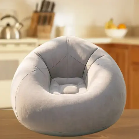Soft Inflatable Round Lazy Air Sofa Portable Leisure Lounge Chair Indoor Outdoor Camping Bean Bag Seat for Bedroom Patio Backyar