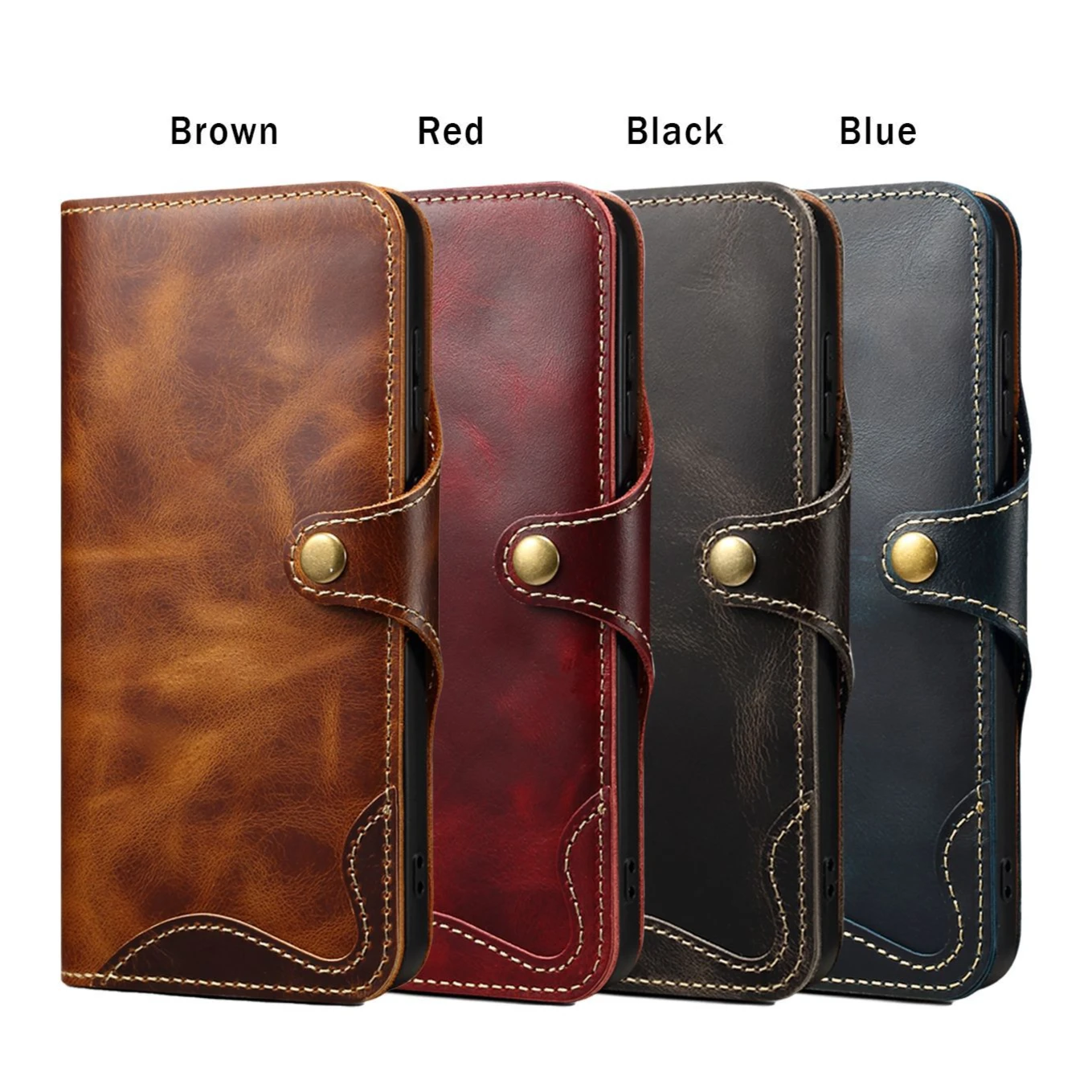 Etui Retro Genuine Leather Case dla Samsung Galaxy S25 Ultra S24 Plus S23 FE S21 5G Business Purse Cover z kieszenią na kartę ze smyczą — zdjęcie produktu 6