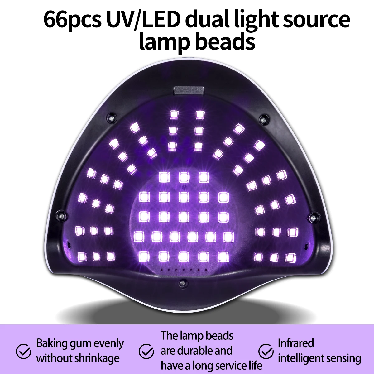 Lampe à ongles à double Source de lumière, 66 perles, sèche-ongles UV haute puissance pour tous les vernis à ongles Gel, lumière de photothérapie LED pour Salon de manucure