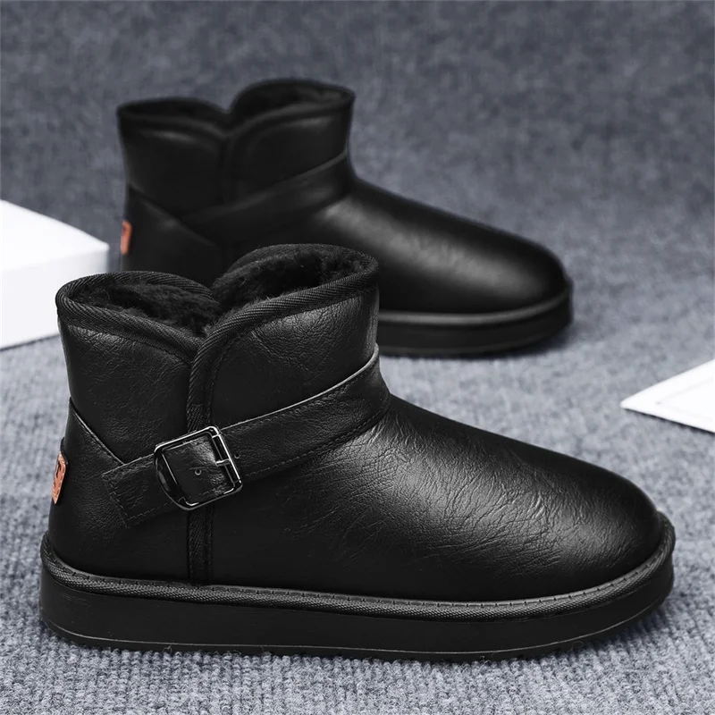 

Зимние зимние ботинки для мужчин, непромокаемые теплые ботильоны с высоким берцем и термоизоляцией на меху, на флисовой подкладке, нескользящая уличная повседневная обувь