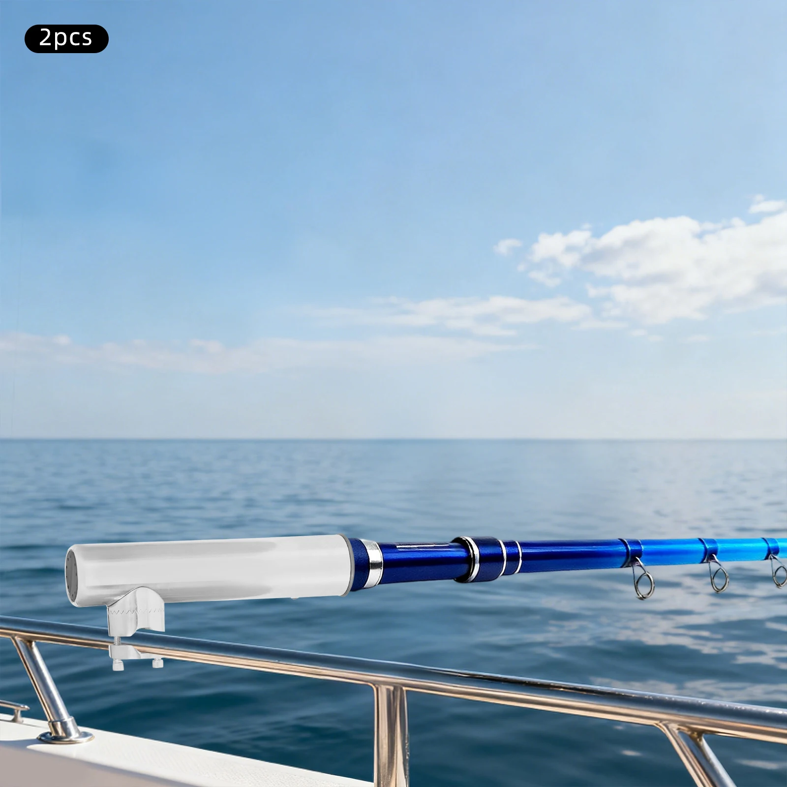 2 Stück Marine-Angelrutenhalter 19-25MM Angelrutenhalter aus Edelstahl, PVC für Yachten Boote 360° ° Anpassung – Detail 1