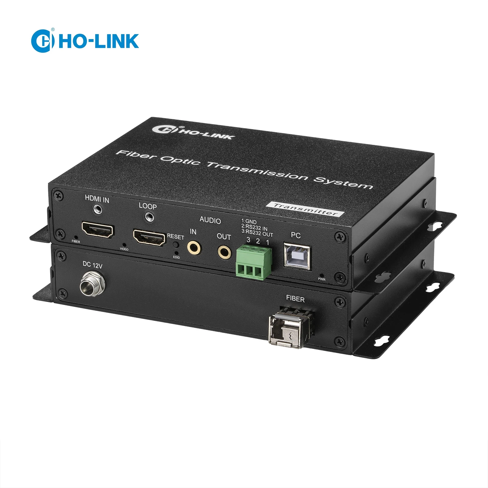 HL-H20iL-Plus Factory Hot Sale HDMI Fiber Optic Converter Support USB KVM 10KM HDMI TO Fiber Extender with Loop Out RS232 Remote