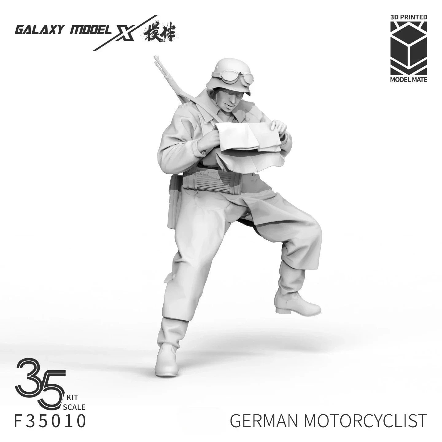 Galaxy F35010 1/35 German Motorcycle Rider, 3D Printed Resin Figure for Military Diorama Hobby Model