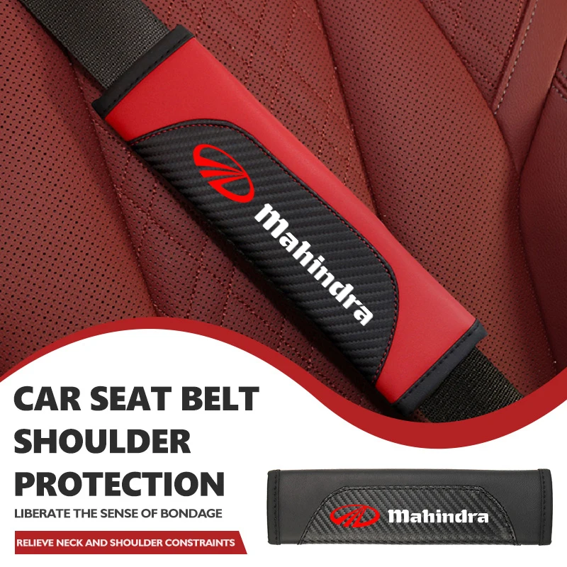 For Mahindra Leather Car Seat Belt Safety Shoulder Cover Protection Pad Interior Accessories KUV100‌ Roxor‌ Pik Up Bolero Thar