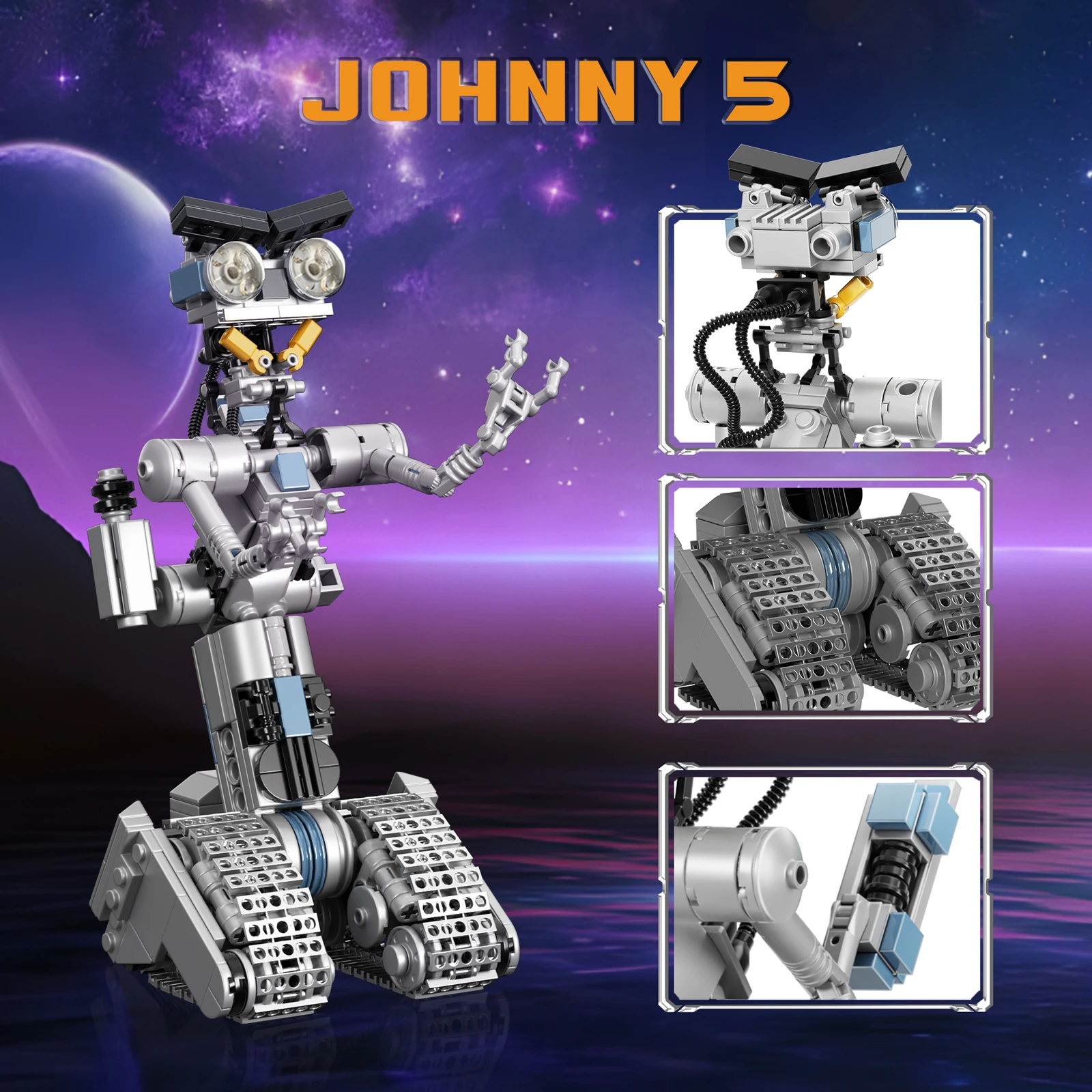 MOC nowy zwarcie Johnny 5. Mech zestaw klocków budowlanych wojskowy emocjonalny model robota zabawki dla dzieci prezenty