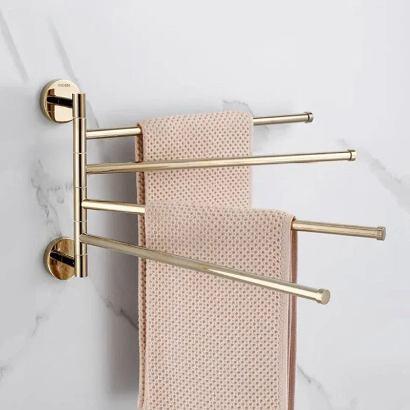 Copper Towel Bar Bathroom Multi-Functional Movable Rod Bathroom Towels Hanging Rod Two-Bar Three-Bar Four-Bar