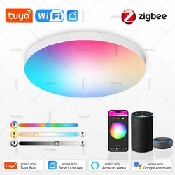 Tuya Zigbee Ceiling Light RGBCW Dimmable WIFI Smart LED Round Ceiling Lamp Compatible With Alexa Google Assistant For Room Decor