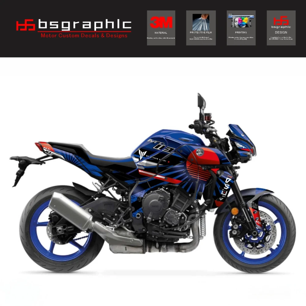 

Для Yamaha Mt-10 MT10 2022 23 24 25 26 обтекатель кузова мотоцикла защитная наклейка наклейка уличный велосипед Darkside графический комплект синий