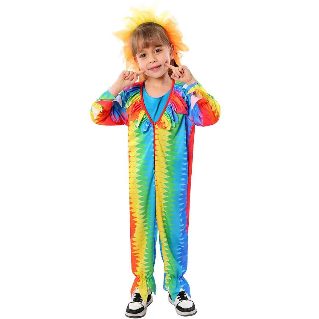 Children Funny Park Carnival Party Contrast Circus Clowns Dress Up Outfit Kids Halloween Cosplay Role-Playing Costumes