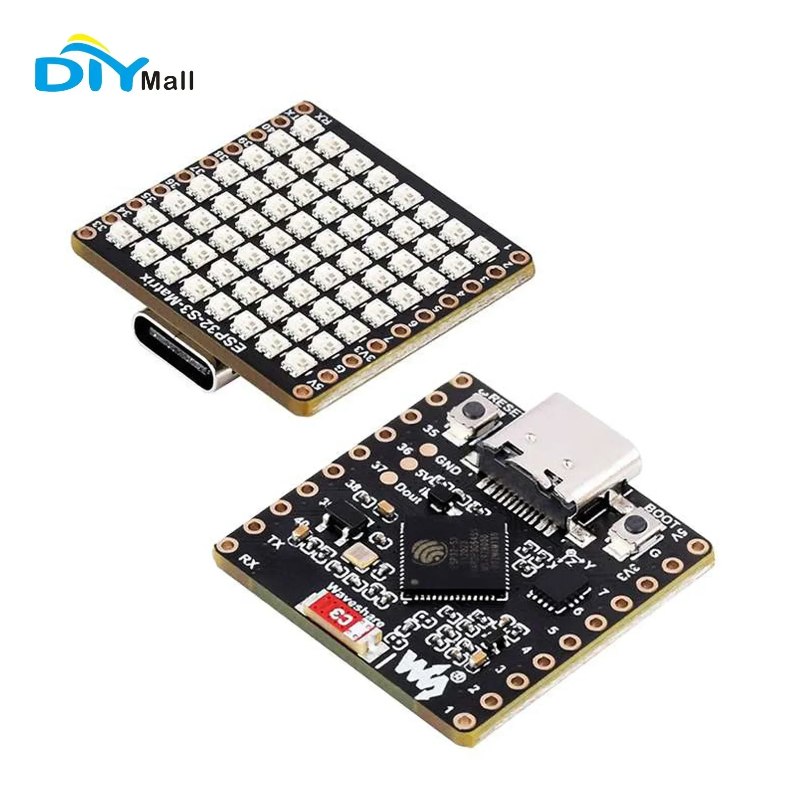 

Микроплата разработки ESP32-S3 со светодиодной матрицей 8x8, Wi-Fi и Blue-tooth LE для проектов IoT