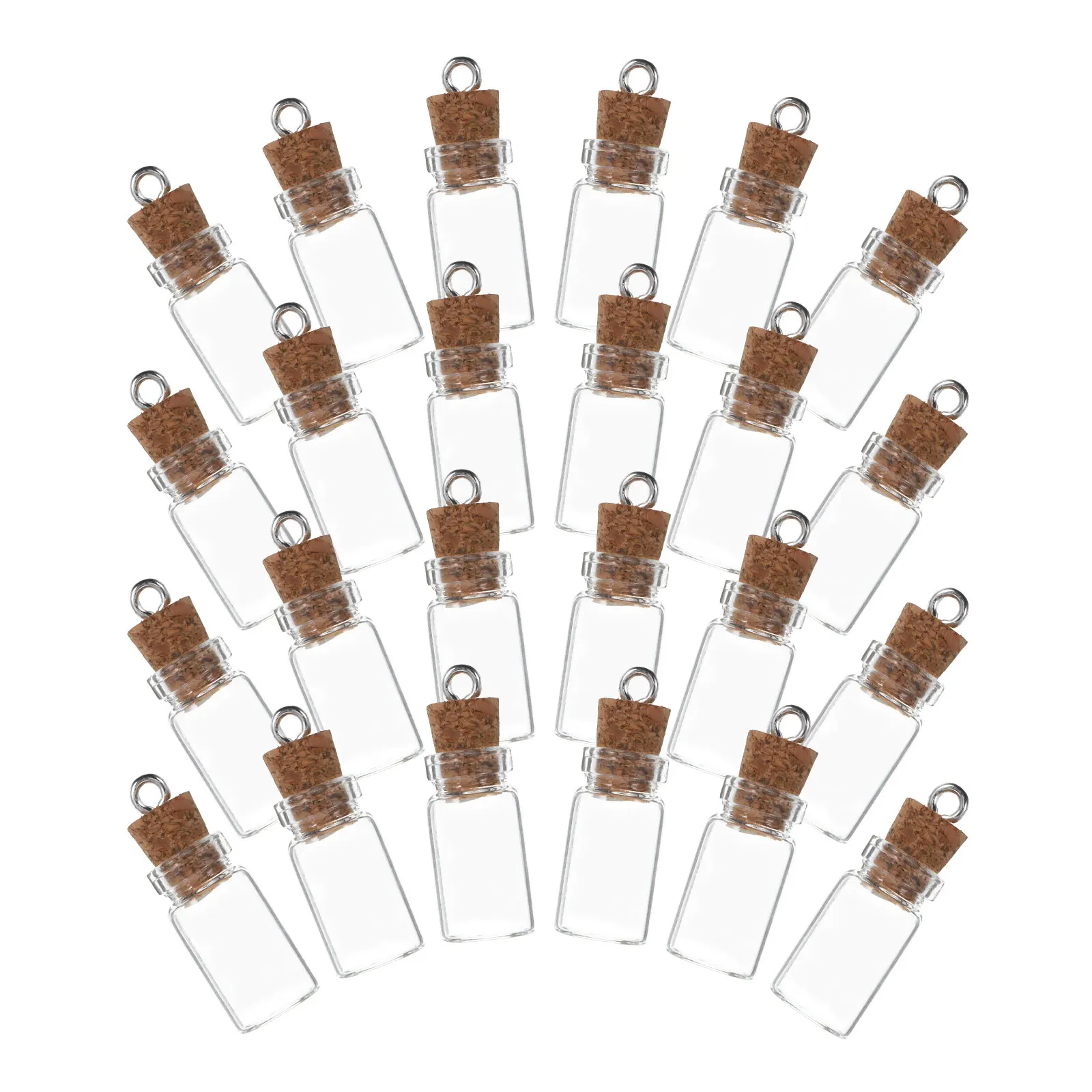 24Pcs Mini Cork Glass Bottles for Wishes Perfume Sand Paper Decorative Display Storage Small Glass Jars with Stoppers Handmade