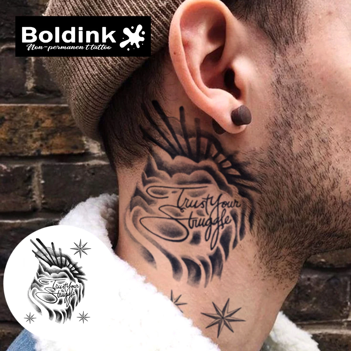Believe in the Power of Struggle Temporary Tattoo,Lasts To 15 Days New Technology Magic Waterproof Semi Permanent Sticker.