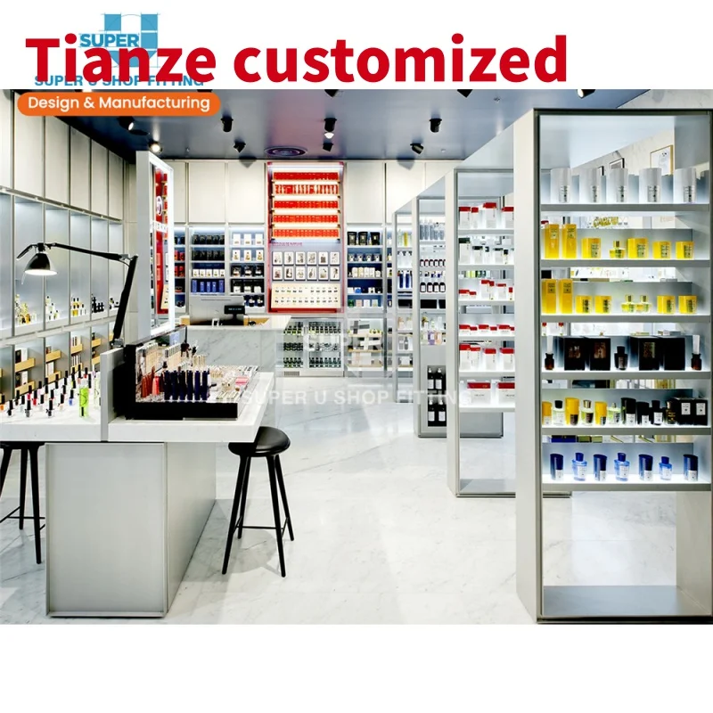 (Customized) perfume retail shop interior decoration custom design perfume display furniture showcase perfume showroom display c