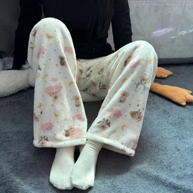 Star Moon Koala Walking Pants Cotton Loose Ladies Pajama Pants Female Autumn Winter Pajamas Pant  Loose Home Leisure Trousers