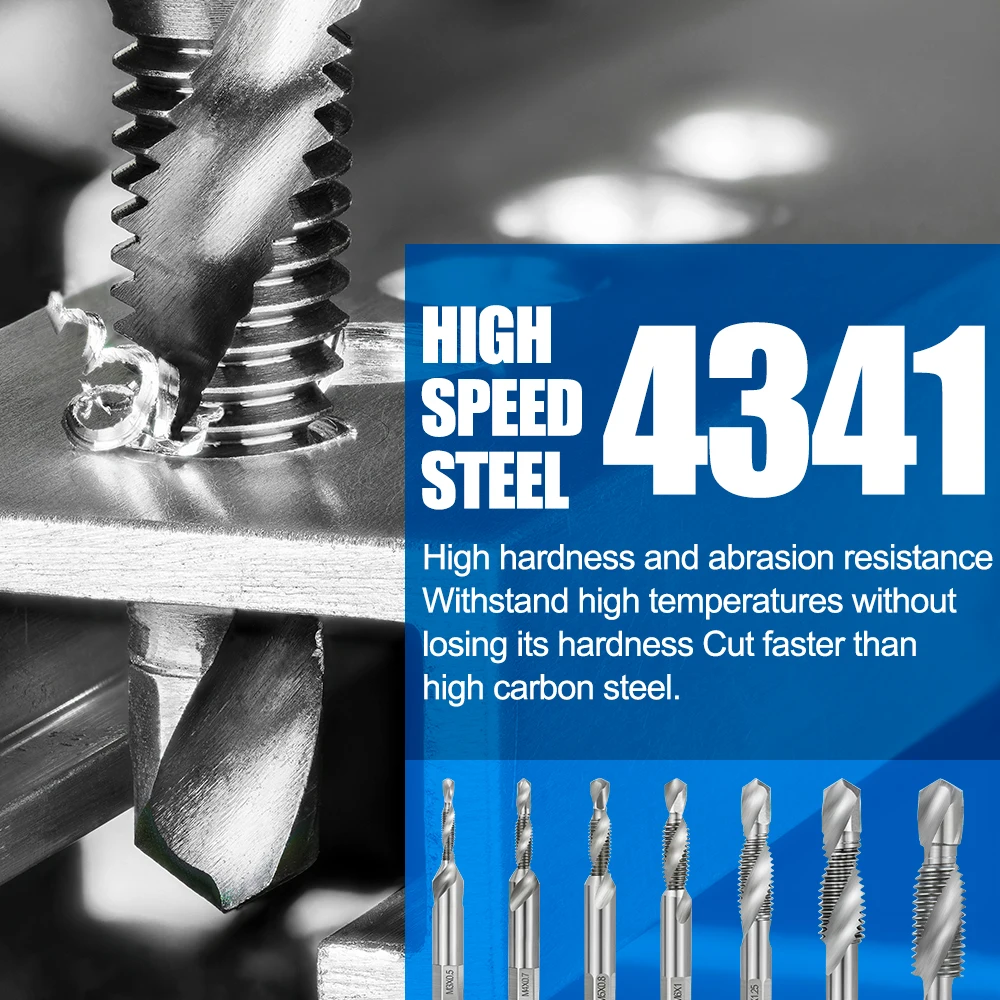 XCAN Hex Shank HSS Screw Thread Tap Drill Bits Spiral Flute Metric Machine Compound Tap M3 M4 M5 M6 M8 M10 M12 Hand Tools