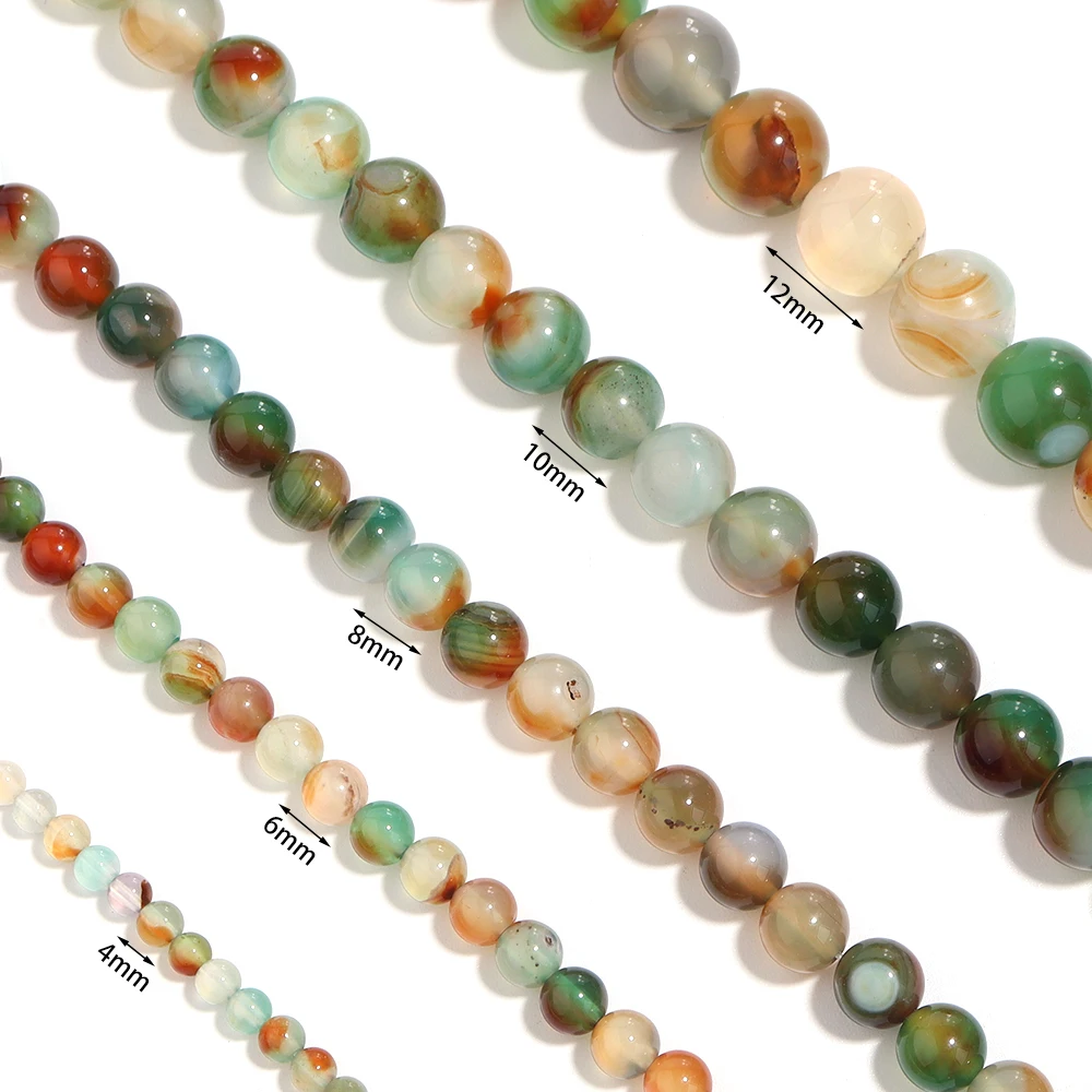 1 ستراند 4/6/8/10/12 مللي متر الحجر الطبيعي الطاووس العقيق الخرز الجولة فضفاض الأحجار الكريمة الخرز لصنع المجوهرات قلادة أساور يدوية #2