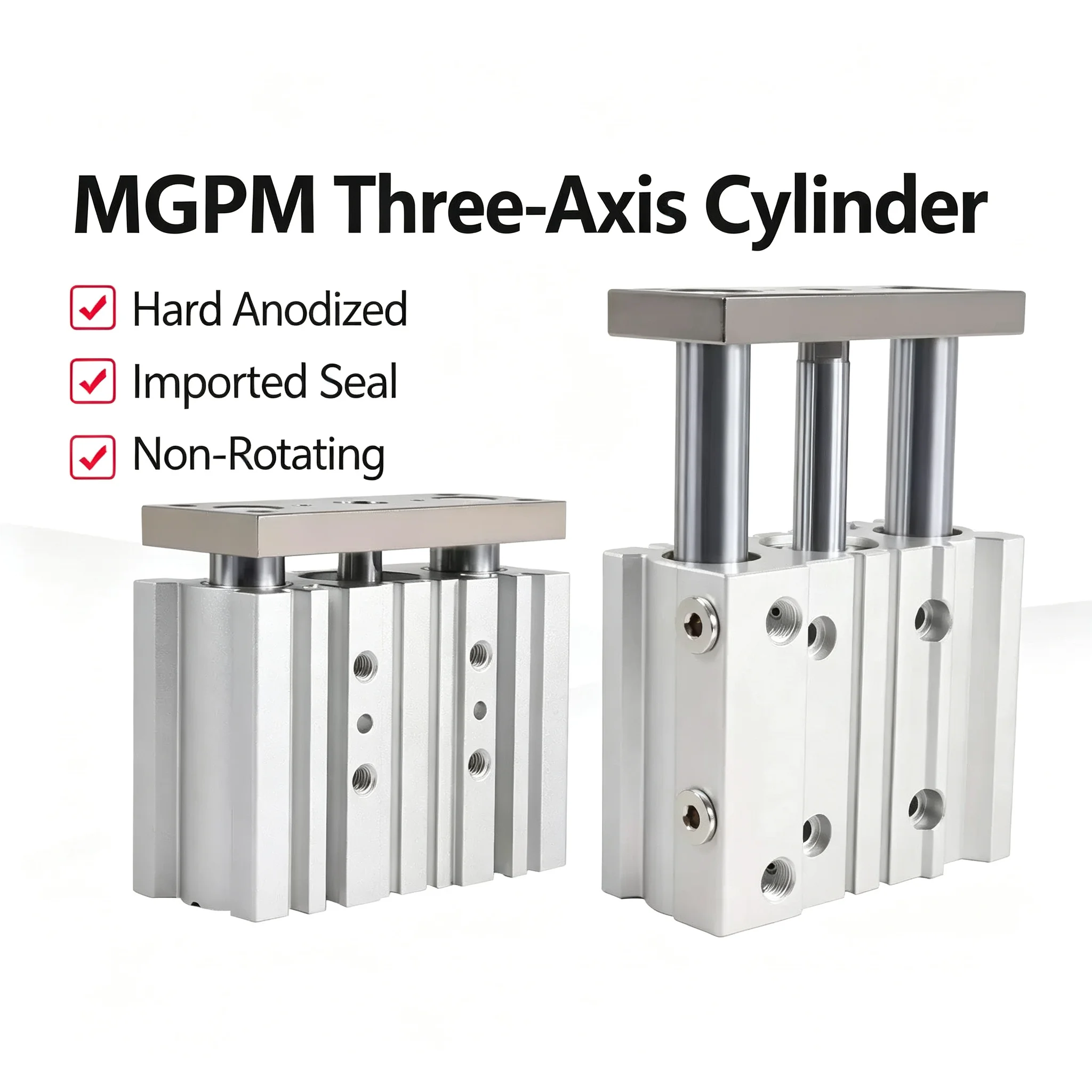 MGPKAM Compact Sliding Bearing Three-axis Rod Aluminum Alloy Pneumatic Cylinder Various Sizes Available MGPKAM12/16/20/25/32/40/