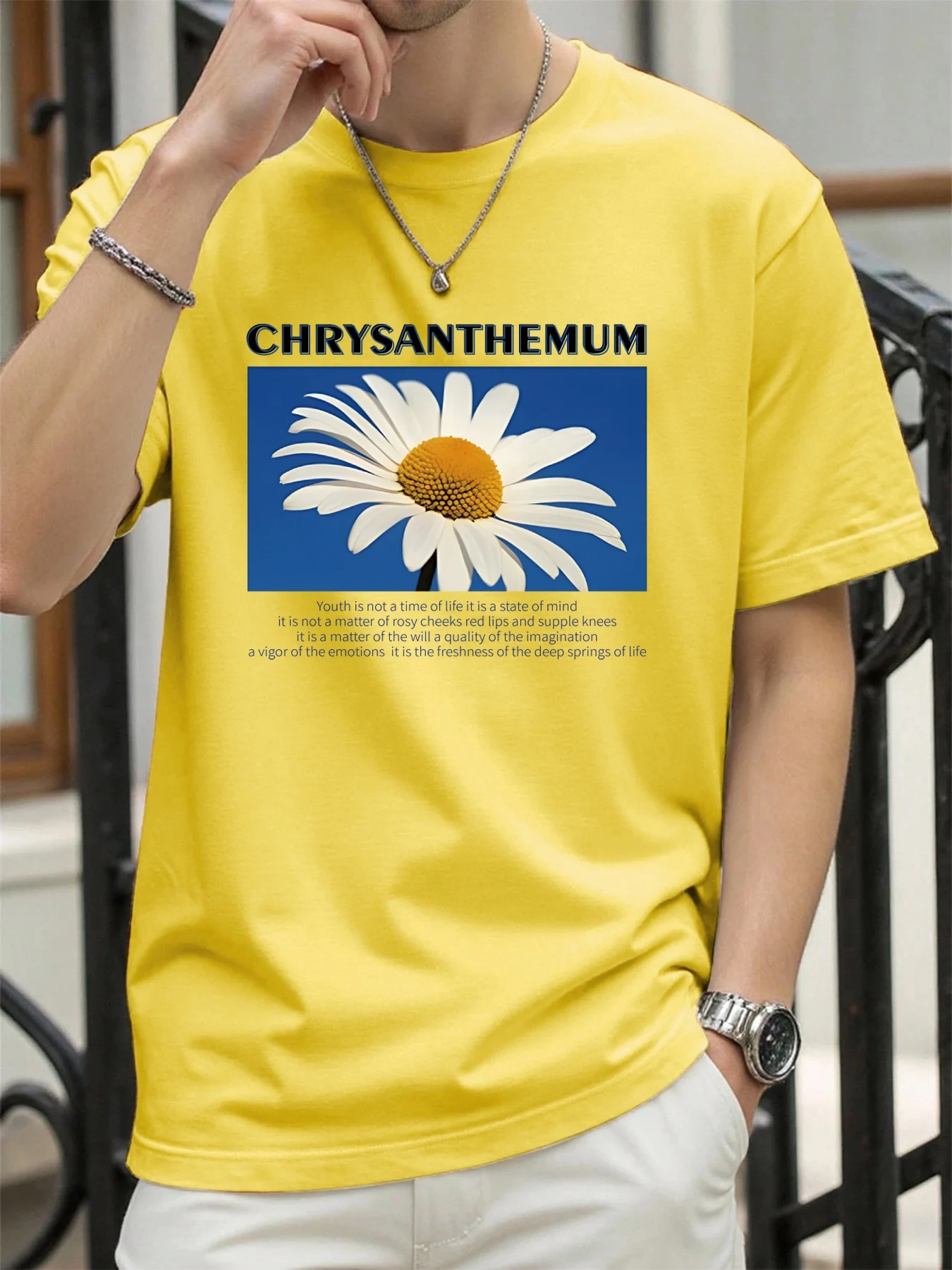 Daisy Youth Hymn Printing Tee Shirts O-Neck Summer Mens Streetwear Oversize Cotton Clothing Fashion Hip Hop Unisex T-Shirt