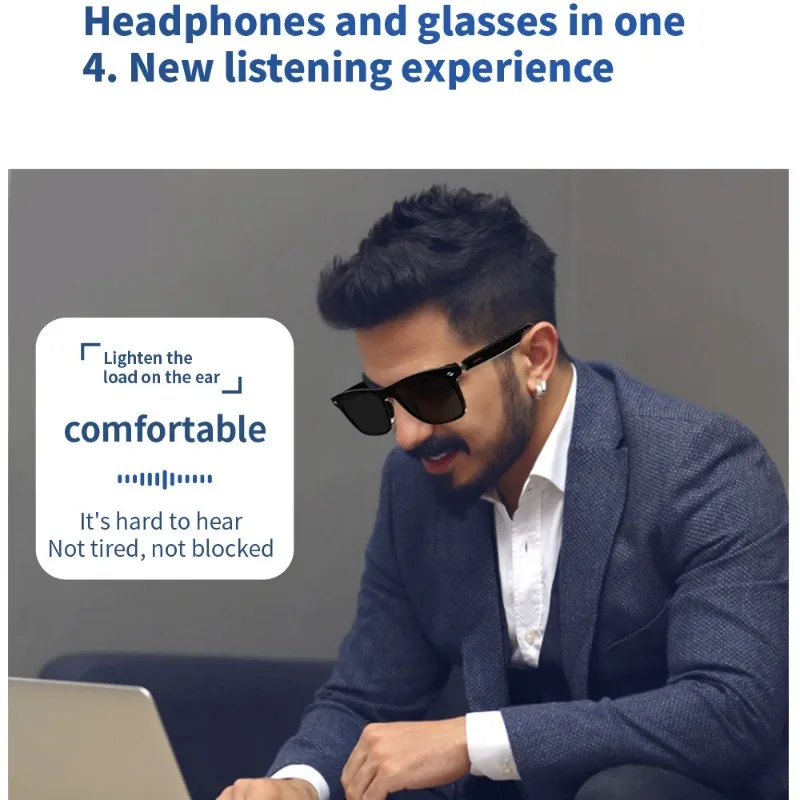 Zestaw słuchawkowy 2 w 1 Inteligentne okulary Blue Tooth Audio Call AI Voice Noise Reduction Music Eyewear Wodoodporny głośnik Mics Calls Eyeglass