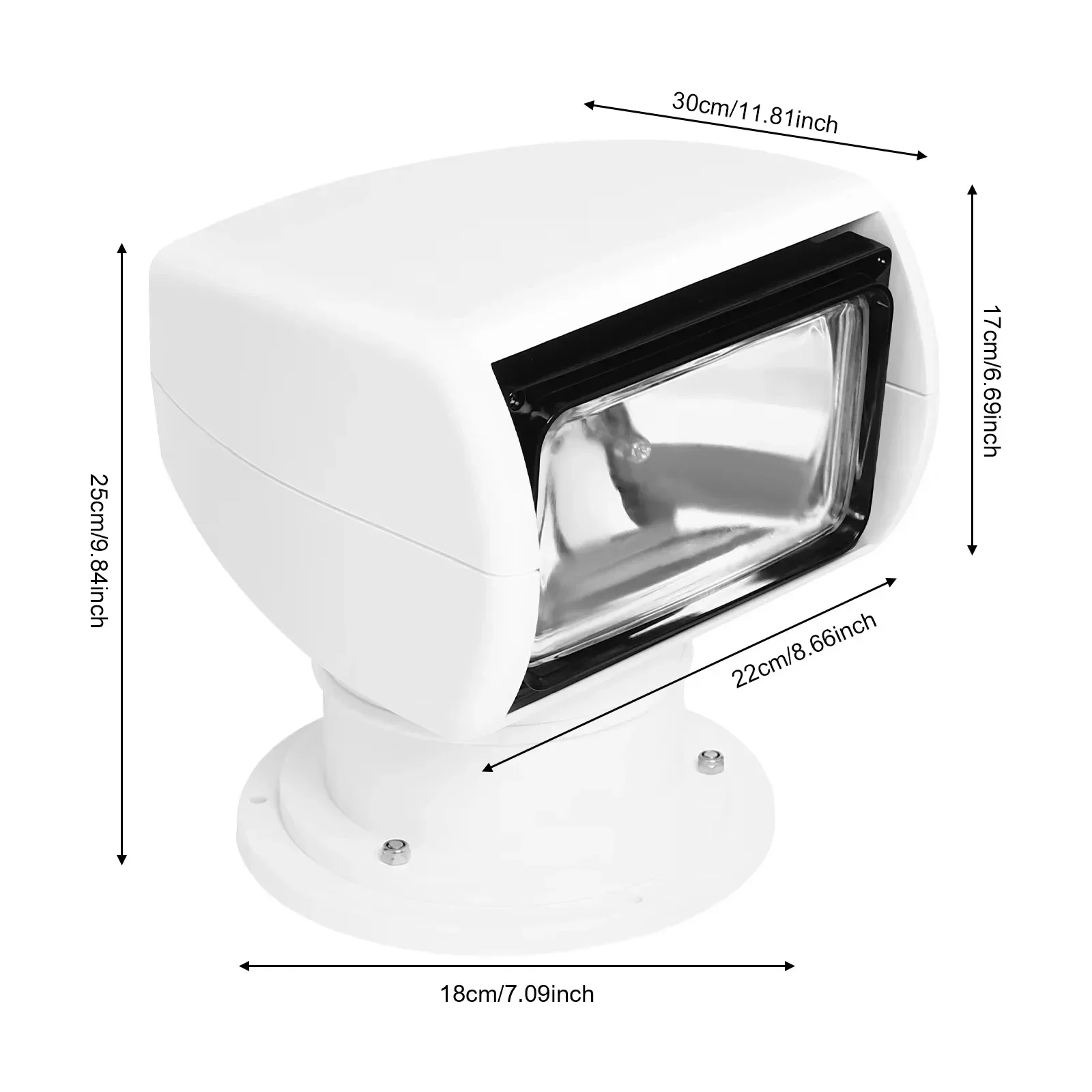 Marine Remote Control Spotlight Power Supply Emergency Searchlight Waterproof 360°Rotating Light 100W Bulb for Coast Guard DC12V