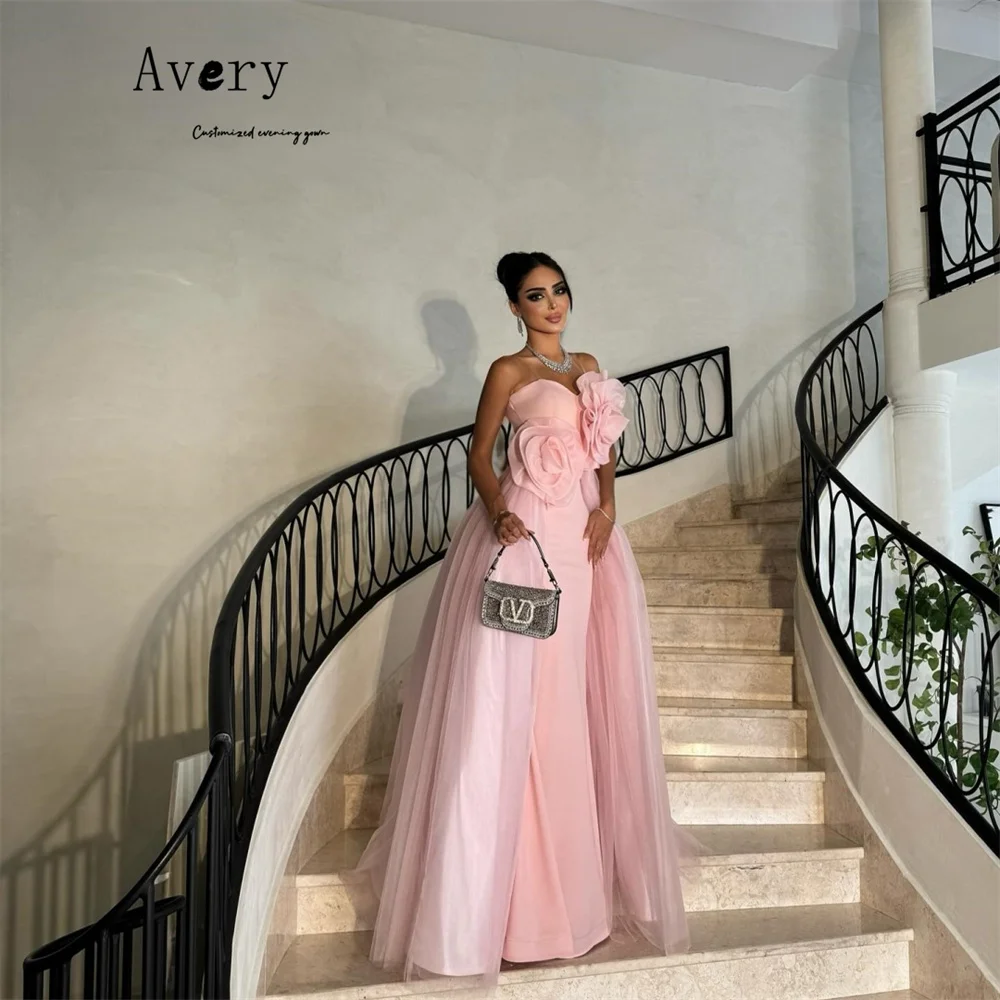 Avery Custom A-line senza maniche rosa con spalle scoperte eleganti abiti da notte 2025 donna abito da sera di lusso abito lungo da festa da donna