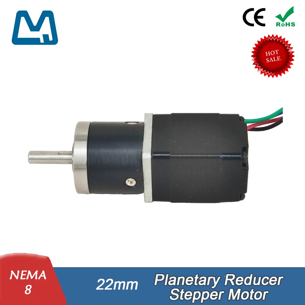 GP22 Planetary Gearbox Nema8 0.6A Gear Stepper Motor Ratio 3.8~109:1