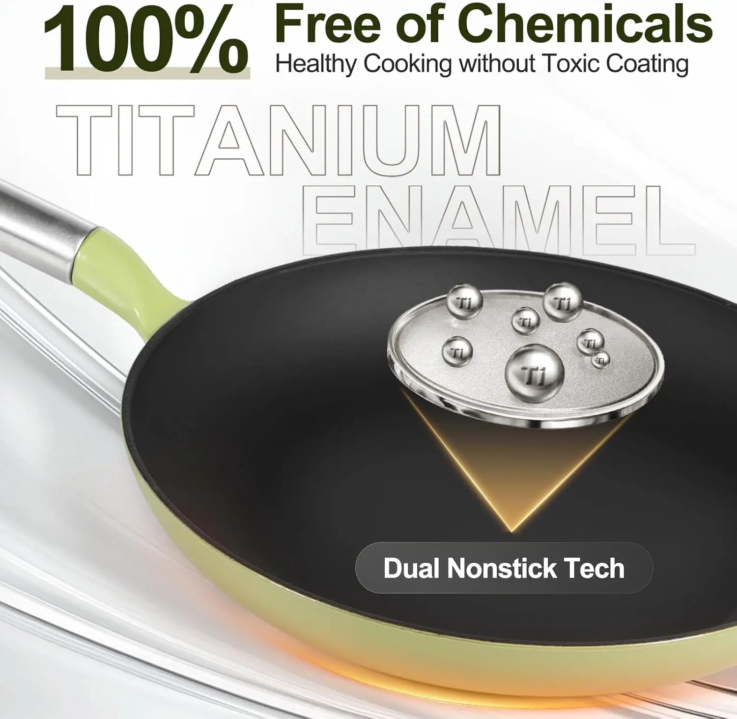 

Набор нетоксичных сковородок, 3 предмета, чугунные сковороды с титановой эмалью, 8 дюймов, 9,5 дюйма, 11 дюймов, сковороды без PFOA, посудомоечная машина