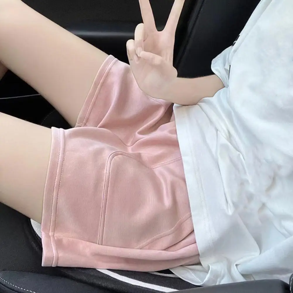 High Waist Shorts High Waist Summer Women Shorts with Pockets for Sport Jogging Elastic Above Knee Length Homewear Pajama Short