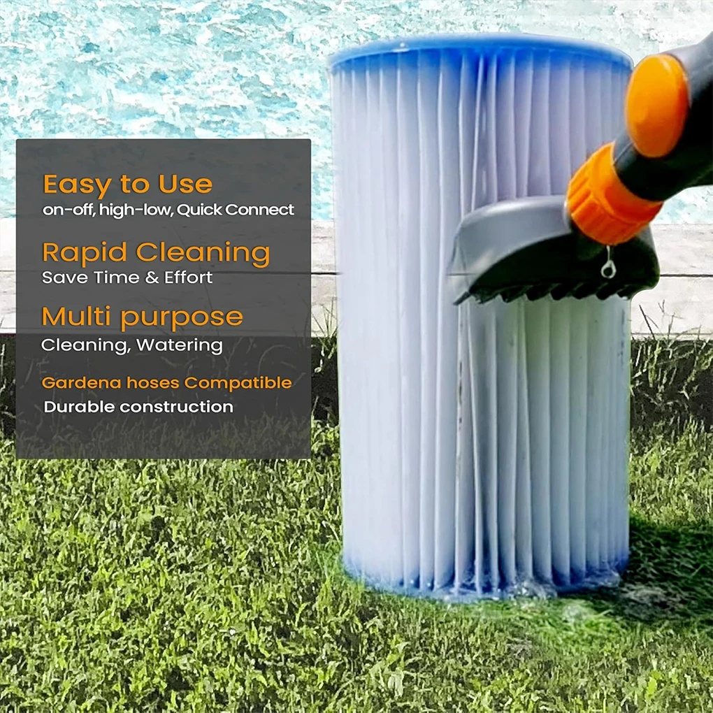 Swimming Pool Cartridge Filter Cleaner One-key Start Hot Tub SPA Water Filter Cleaning Hose Attachment Tool with Handle