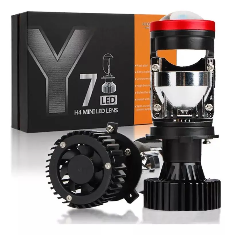 

Y7D 120W H4 Headlights Car Bulb LED Mini Projector Lens 6000K High Low Beam Turbo Fan Auto LED Lamp RHD 12V 24V 18000LM