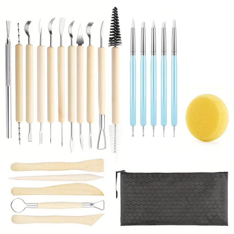 23PCS DIY Modeling Clay Tools Polymer Clay Ceramics air dry Clay Sculpting Tools Kits Pottery Dotting Molding Craft Supplies