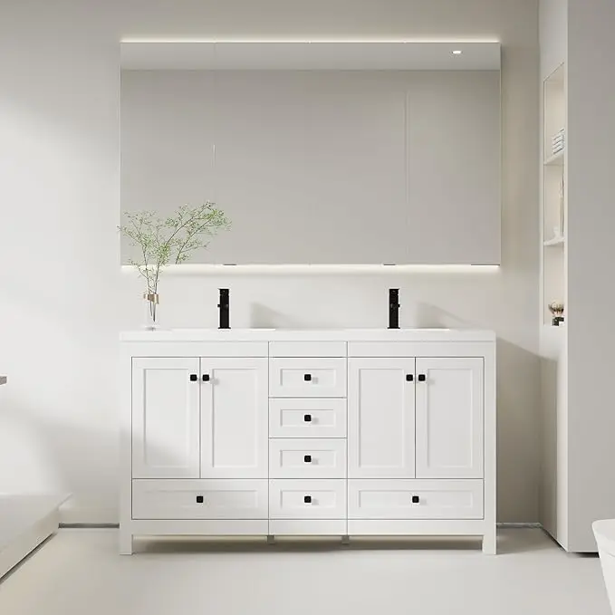 48-Inch 60-Inch Floor-to-Floor Modern Classic Shake Bathroom Vanity Storage Laundry With Ceramic Basin