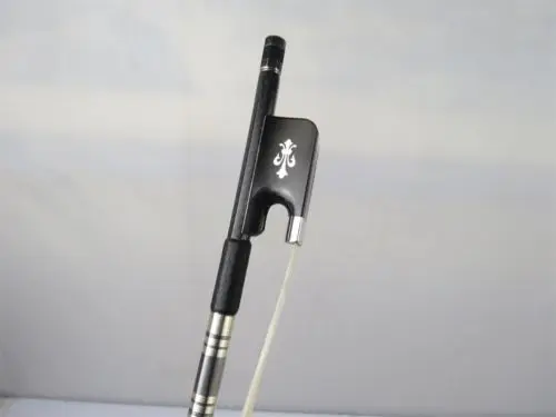 1Pcs round stick black plaid Carbon fiber CELLO bow 4/4, fleur-de-lis frog 10203