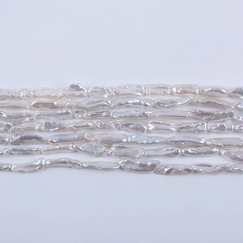 5-8mm wide White Biwa Freshwater Pearl zhuji pearl Strands Straight Hole for jewelry making