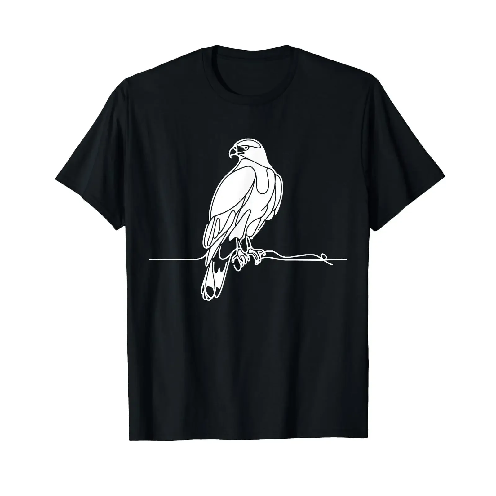 Line Art Bird Ornithologist Harris'S Hawk T Shirt vintage Washed Stretched fashion homme Soft Top For Everyday Wear streetwear