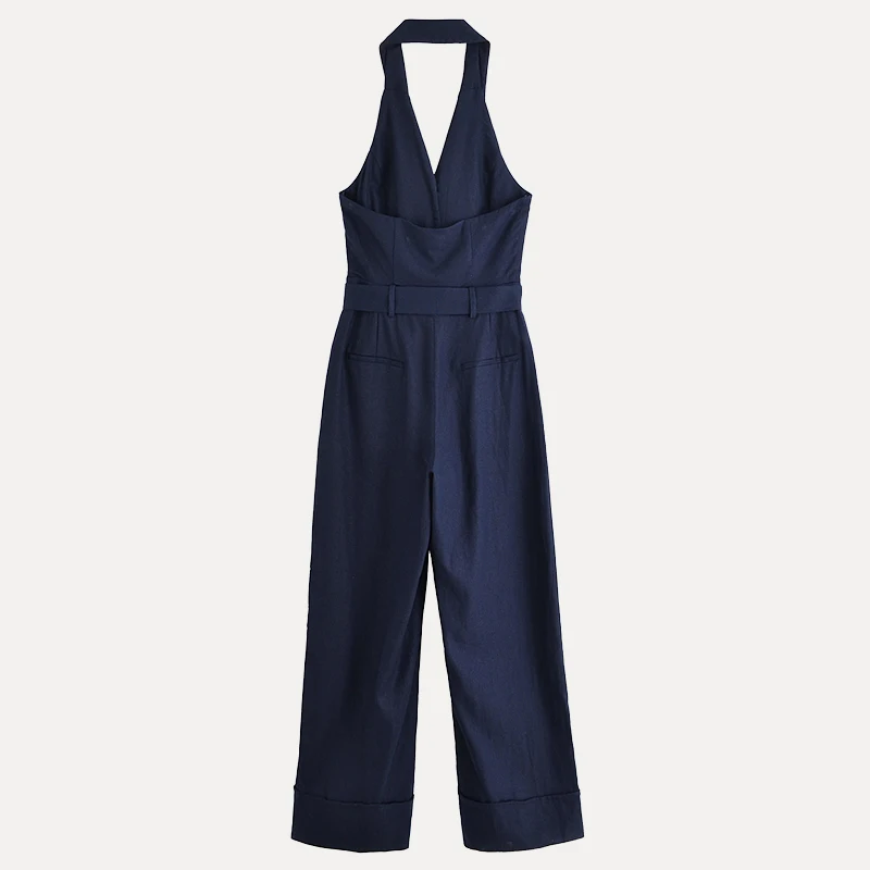 

Z Women's Faionable Linen Jumpsuit with Belt Ne Hanging 2025 New Arrival High Waist Wide Leg Pants Commute Sle