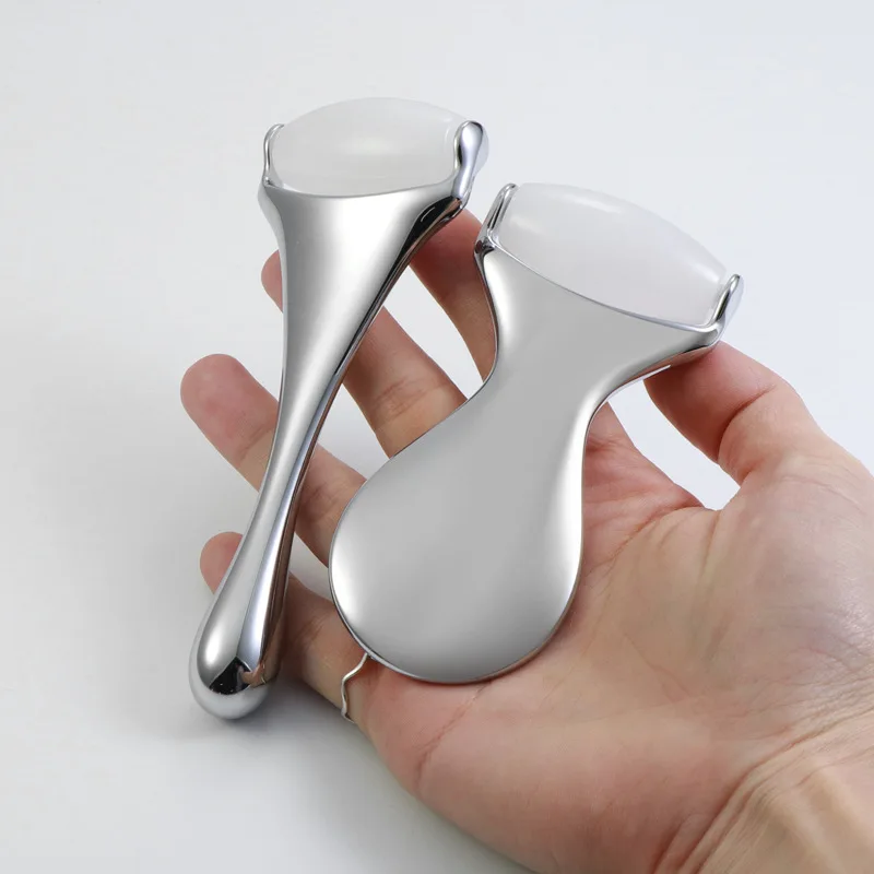 1PC 옥 롤러 마사지 뷰티 완드 화이트 옥 아연 Zlloy 얼굴 특수 얇은 얼굴 롤러 스크래핑 페이스 리프팅 도구