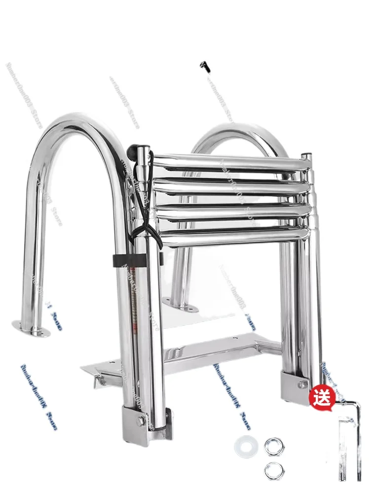 Stainless Steel Marine Ladder Speedboat Yacht Hidden Folding Hook Armrest Telescopic Water